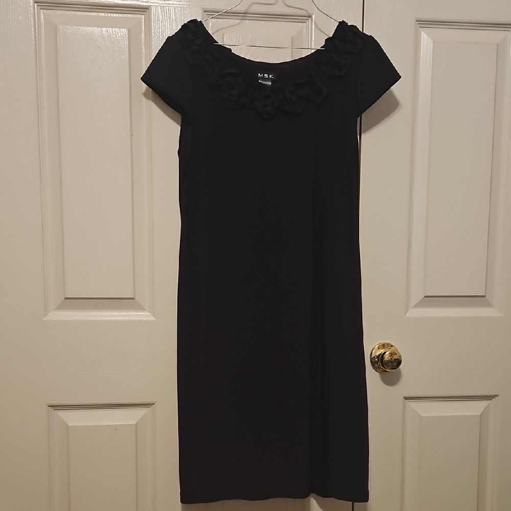 Purple Dress W Ruffle Neck